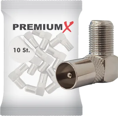 Produktbild von PremiumX 10x Sat Winkeladapter Winkelstecker TV F Buchse 90°gewinkelt für Koaxialkabel Antennenkabel