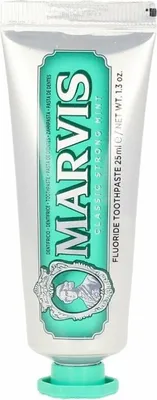 Produktbild von Marvis Zahnpasta de travel de strong mint, 25 ml, Zahnpasta für die Zahnpflege, entfernt Plaque und pflegt das Zahnfleisch, lang anhaltende Frische.