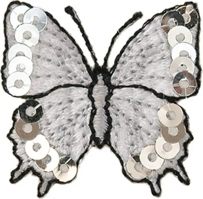 Produktbild von Mono Quick 04422 Schmetterling, Pailletten, silber Bügelbild, Patch, ca.3,1 x 3,1 cm