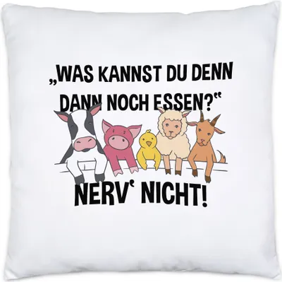 Produktbild von Vegan Vegetarier Lustige Kissen Inkl. Füllung Geschenkidee Plant-Based Tierwohl Nerv Nicht Fleischesser