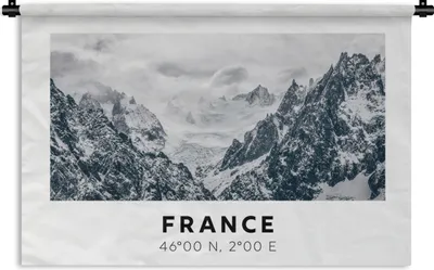 Produktbild von MuchoWow® Wandteppich Wandbehang Frankreich - Schnee - Berge 90x60 cm Tapisserie Dekoration Wandtuch - Wandskulpturen - Bildteppich