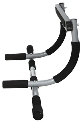 Produktbild von Klimmzugstangen-Trainingshalter für Klimmzüge | Farbe: Schwarz, Grau | Abmessungen: 40x92x17 cm