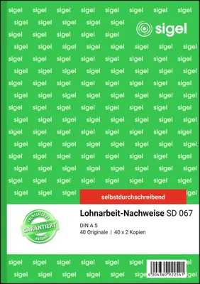 Image de sigel livret de formulaires "Lohnarbeits-Nachweis", A5, SD