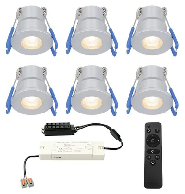 Image de HOFTRONIC - Set de 6 mini spots LED encastrables 12V 3W 200lm 2700K IP65 Gris