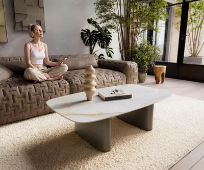 Produktbild von DELIFE Couchtisch Edge Boot 120x70 cm Keramik Onyx Pearl Ovada Effektfinish Titan