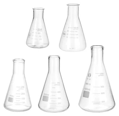 Erlenmeyerkolben-Set, 5 Stück, Borosilikatglas, 50–1000 ml