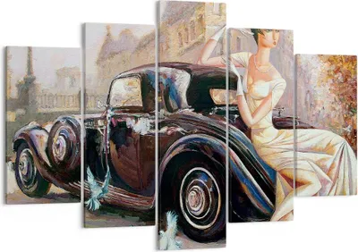 Produktbild von Bild auf Leinwand - Leinwandbild - frau retro stil - 150x100cm - Wand Bild - Wanddeko - Wandbilder - Leinwanddruck - Bilder - Kunstdruck - Wanddekoration - Leinwand bilder - Wandkunst - EA150x100-3467