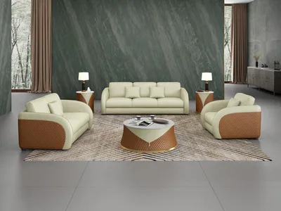 Produktbild von Garnitur Leder Designer Sofa Couch Polster 6tlg. Set Garnituren Couchtisch Tisch