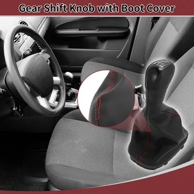 Image de Pommeau De Levier De Vitesse Manuel à 6 Vitesses Avec Couvercle Pour Mercedes-Benz W203 S203 2000-2007 Pommeau De Levier De Vitesses En Plastique Simili Cuir Noir Rouge