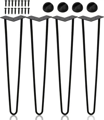Produktbild von VINGO 4 Stueck Tischbeine Hairpin Legs 2 Stangen Haarnadelbeine 61cm(24 zoll) fuer Schreibtisch,Esstisch, Nachttisch, TV-Schraenke, Schwarz