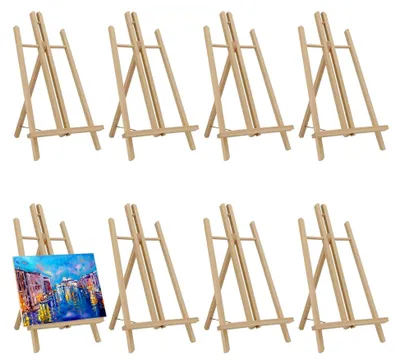 Produktbild von 8 Stück 30 cm Holz-Staffelei, Tischstaffelei aus Kiefernholz, verstellbare und faltbare Klappstaffelei, Stativ für Kunsthandwerk und Präsentationen