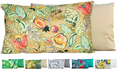 Produktbild von JACK Outdoor Lounge Kissen 30x50cm Motiv Dekokissen inkl. Füllung Wasserfest Sitzkissen Garten Stuhl, Farbe:Beerenflut Creme