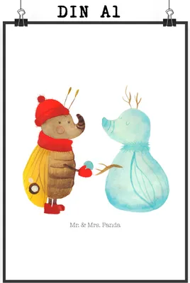 Produktbild von Mr. & Mrs. Panda Bild Nachtfalter Schneemann DIN A1 - Weiß - Geschenk, Weihnachten, Schnee, Weihnachtsgruß, Winter, Wandbild, drucke, Posterdruck, Kunstdruck, poster