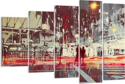 Produktbild von Bild auf Leinwand - Leinwandbild - Stadt Straße Nacht - 150x100cm - Wand Bild - Wanddeko - Leinwanddruck - Bilder - Kunstdruck - Wanddekoration - Leinwand bilder - Wandkunst - EG150x100-3780