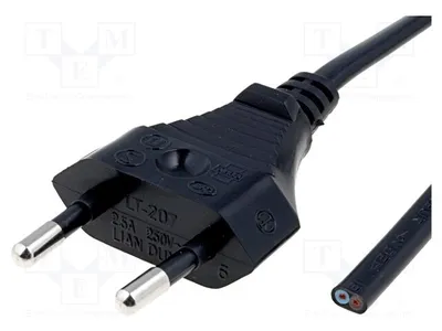 Productafbeelding van 1x CEE 7/16 (C) stekkerkabel, zwarte PVC-kabel, 1,8 meter, 2x0,5mm², voor computerbevoeding