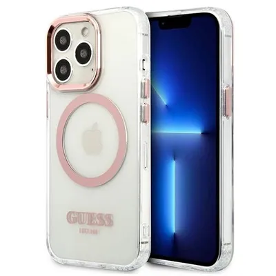 Obrázek produktu pro Guess Guhmp13Lhtrmp Iphone 13 Pro / 13 6.1 Růžové/Růžové Pevné Pouzdro Metal Outline Magsafe