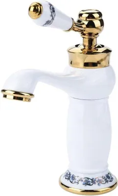 Obrázek produktu pro Antická mosazná baterie do kuchyně v bílo-modrém porcelánovém provedení