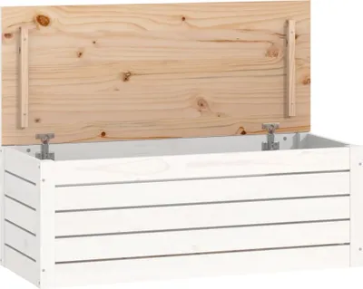 Zdjęcie produktu dla vidaXL Kufer biały 89x36,5x33 cm lite drewno sosnowe