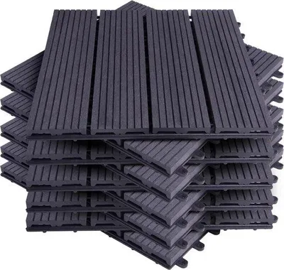 Productafbeelding van Famanu terrastegels van WPC - antraciet - 11 stuks - 30x30 cm
