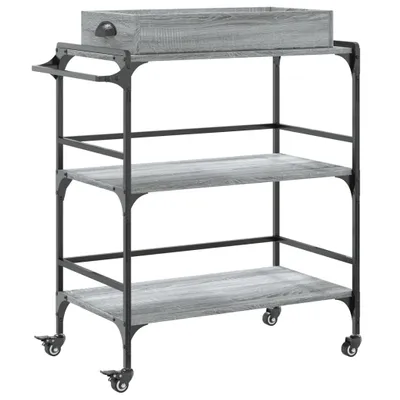 Image de vidaXL Chariot de cuisine Gris Sonoma 81,5x41x92,5 cm Bois composite