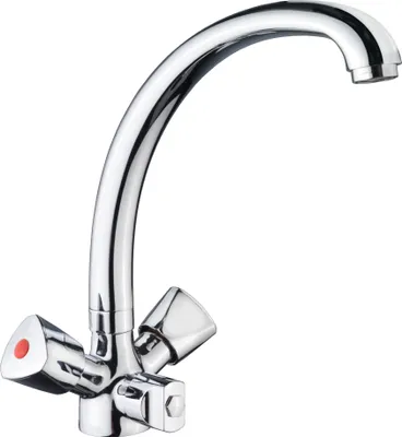 Produktbild von CORNAT Lisa Spültisch-2-Griff-Einlochbatterie mit schwenkbarem Gussauslauf Maschinenanschluss, chrom, LI564