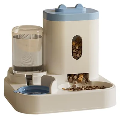Produktbild von Katzenfutterautomat, automatischer Futter- und Wasserspender für kleine bis mittelgroße Haustiere, blau