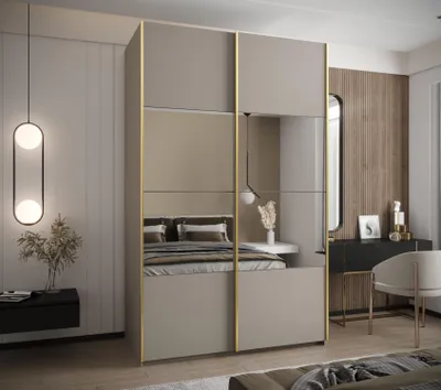 Obrázok produktu pre Dvojdverová skriňa SAMARA 4 - 150 cm, kašmír / zlatá