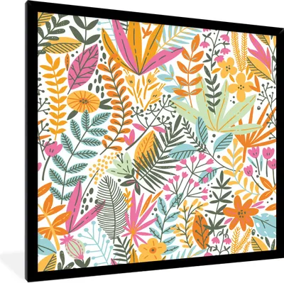 Produktbild von MuchoWow® Gerahmtes Poster Sommer - Blumen - Pflanzen 40x40 cm - Poster mit Schwarzem Bilderrahmen Wandposter Rahmen Foto Bilder - Mit Rahmen - Wanddekoration Schlafzimmer