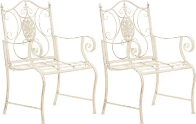 Produktbild von CLP 2er Set Gartenstühle Punjab mit Armlehnen antik-creme