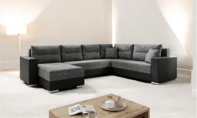Image de AX LIVING Lovere canapé d'angle grand 314 cm gris foncé Salon