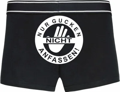 Produktbild von Boxershorts - Mann - Boxer-0032-man-black-h-XL - schwarz - XL - hinten - Nur Kucken, Nicht anfassen - lustiges Motiv - Spruch - Unterwäsche - Unterhose - Freizeit - lustig