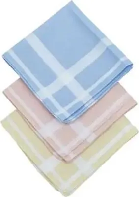 Produktbild von D&L Damen Taschentücher Set - Gestreift - 100% Satin Baumwolle - 29 x 29 cm - 12 Stück - Waschbar & Wiederverwendbar