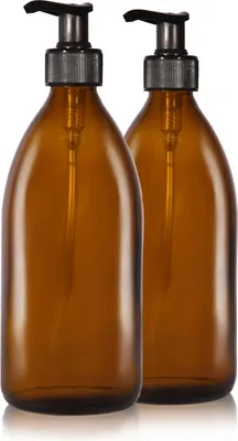 Obrázek produktu pro 2x 500 ml láhev na mýdlo, hnědé sklo, černá