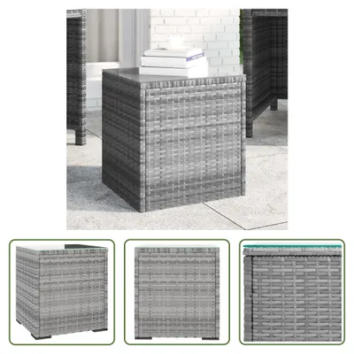 Immagine prodotto di The Living Store Tavolino grigio 40x37x40,5 cm Polyrattan e vetro temperato
