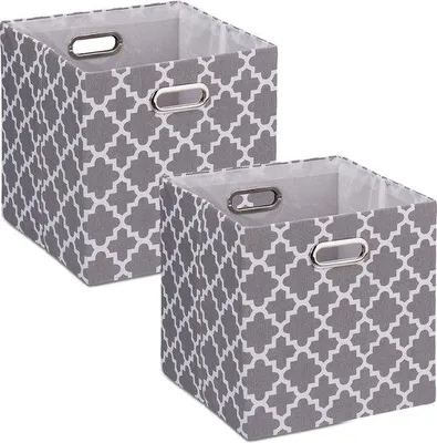Zdjęcie produktu dla Składane lniane pojemniki do przechowywania – zestaw 2 sztuk – 27 l – 30,5 x 30,5 x 30,5 cm