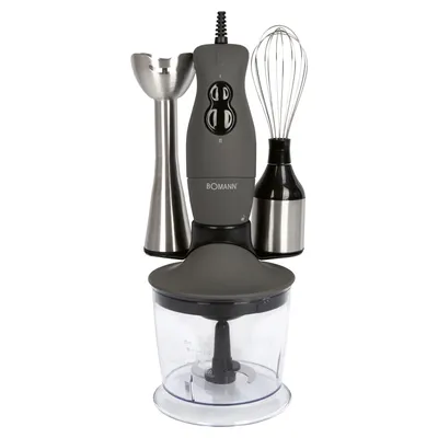 Produktbild von Bomann  SMS 6055 CB, Stabmixer/Schneebesen/Multizerkleinerer zum mixen, zerkleinern, schlagen, 400 Watt; inklusive Zubehör; Edelstahl/Titan
