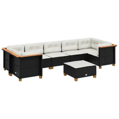 Produktbild von vidaXL 8-tlg. Garten-Sofagarnitur mit Kissen Schwarz Poly Rattan