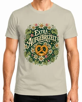 Produktbild von Extra Aufgebrezelt Brezel Trachtenshirt Lederhose Herren T-Shirt, Natur, M