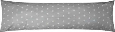 Produktbild von Seitenschläferkissen Bezug 40x145cm - Sterne Muster in Grau und Weiß -  100% Baumwolle Stillkissenbezug (376-5-B)