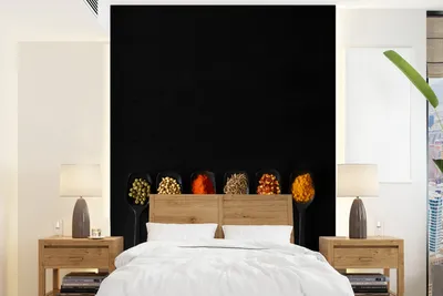 Produktbild von MuchoWow® Fototapete für Wohnzimmer oder Schlafzimmer Wandtapete Vinyl Motivtapete Löffel - Gewürze - Schwarz - Gewürze - Rustikal - 175x240 cm - Schlafzimmertapete