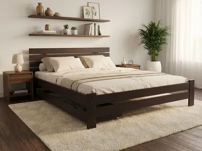 Obrázok produktu pre Posteľ PARIS zvýšená 180 x 200 cm, orech Matrac: bez matraca, Rošt: S lamelovým roštom