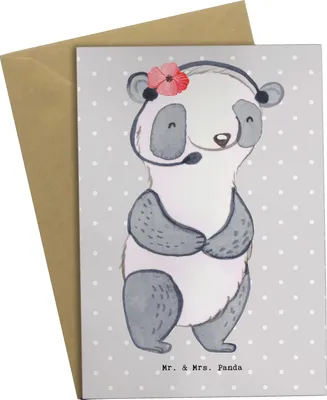 Produktbild von Mr. & Mrs. Panda Glückwunschkarte Kundendienstmitarbeiterin Herz - Grau Pastell - Geschenk, Customer Service, einladungskarten, osterkarte, Backoffice Mitarbeiter, Telko