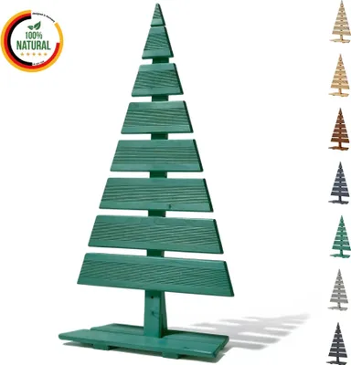 Immagine prodotto di Floranica Albero di Natale in legno naturale 90x45cm Verde Decorazione natalizia per interni ed esterni albero in legno di larice fatto a mano