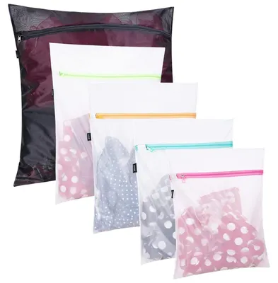 Produktbild von Wäschesack Netz Wäschebeutel Set - Polyester wiederverwendbar - Reißverschluss - 7 Stück - 23 x 30 cm bis 60 x 60 cm