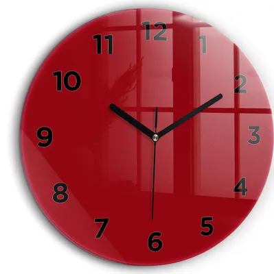 Produktbild von Wallfluent Große Wanduhr – Stilles Quarzuhrwerk - Uhr Dekoration Wohnzimmer Schlafzimmer Küche - Zifferblatt - schwarze Zeiger - 60 cm - Rot