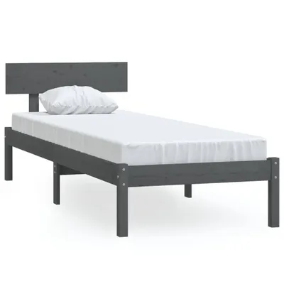 Image de vidaXL Lit en bois massif gris pin 90x190 cm