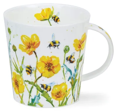 Bone China Tasse 480 ml, Bienenmuster, spülmaschinenfest
