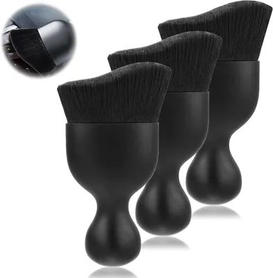 Imagen del producto de Kit de cepillos para limpieza de automóviles, de 3 piezas, con cerdas suaves, para limpieza interior