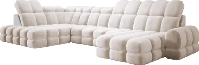 Zdjęcie produktu dla DomoHome narożnik Tollo kremowy Salvador tkanina lewa strona 400x217x105 cm, sofa w kształcie litery U z funkcją spania, podstawa łóżka 120x85x17 cm, regulowana elektrycznie