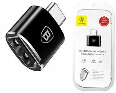 Produktbild von Baseus USB-A zu USB-C OTG Adapter 2.4A Schwarz